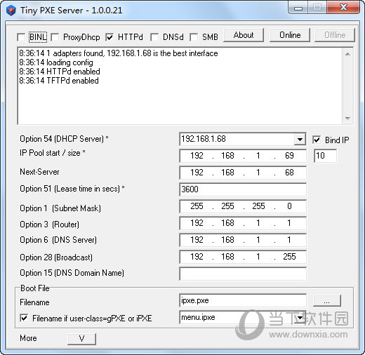 pxe服务器软件Tiny PXE Server