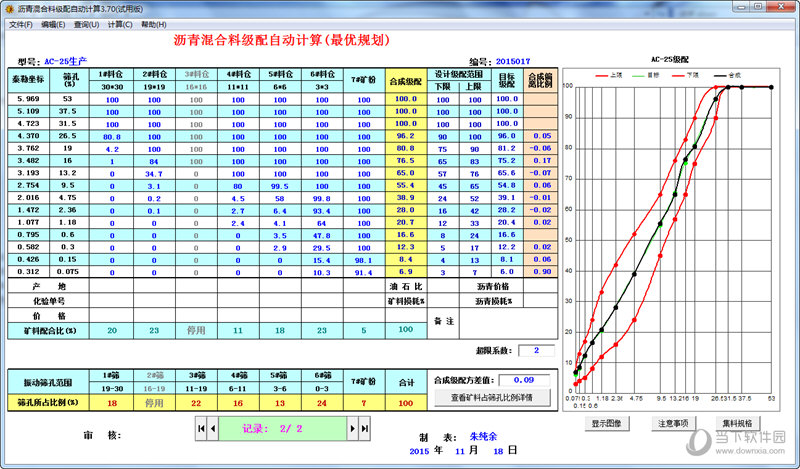 沥青混合料级配自动计算