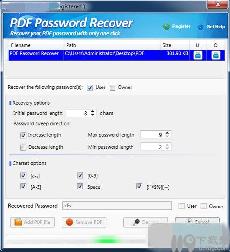 pdf密码恢复软件PDFPasswordRecover